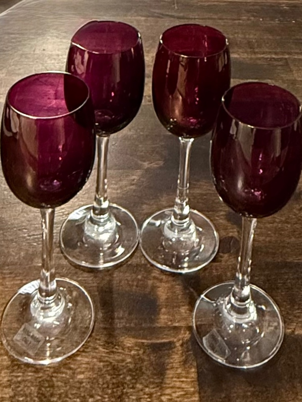 Vintage Unmarked MCM Amethyst Stemware, Set of 4, 6.25” 4 fl oz